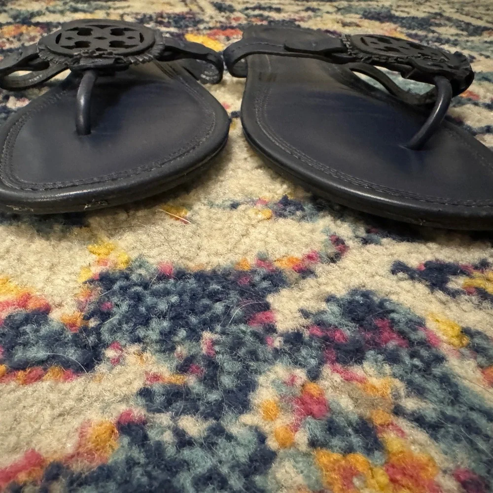 Tory Burch Navy Miller Thong Sandals - Picture 2 of 3
